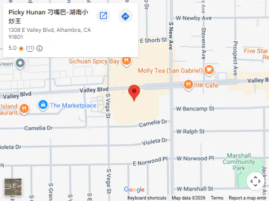 Location, 1308 E Valley Blvd, Alhambra, CA 91801